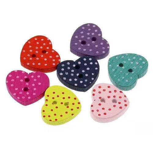 Heart craft buttons wooden - heart,
