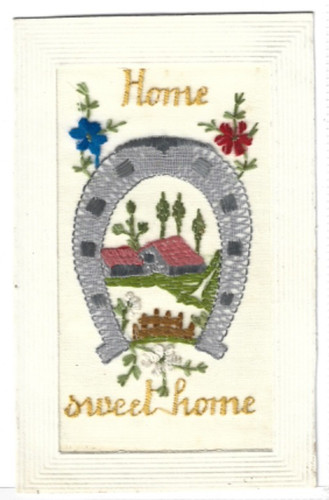 Silk postcard with horse - silk,