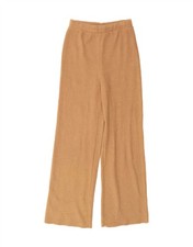 ZARA Womens High Waist Tracksuit Trousers UK 8 W26 L29 Beige Cotton ZG03