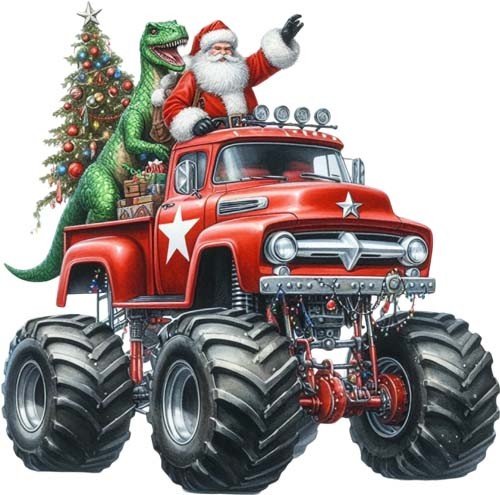 Christmas monster truck santa - christmas,