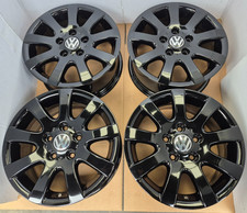 4X BLACK GENUINE VW GOLF MK 5 6 7 TOURAN CADDY MAXI LIFE 15" ALLOY WHEELS