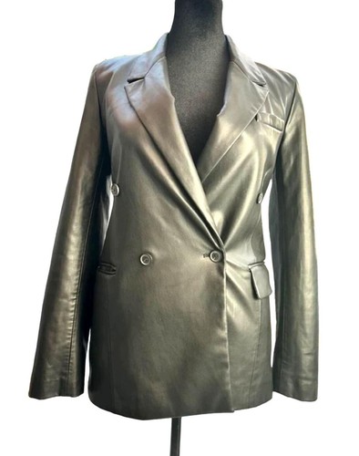 Zara black faux leather - black, blazer