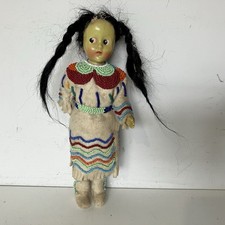 Unusual Creepy Scary Doll Ghostly Indian Native American Beaded Dress Horror