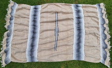 Vintage 50's ' Wool MCM Canvas Aztec Rug ' Pleated Ruffle Native American Throw