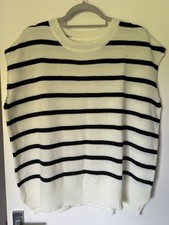 New Ladies Size Large Knitted Vest Jumper Black & White