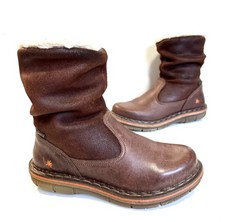 Ladies The ART Company Waterproof Brown Leather Fleece Lined Boots Size UK 3.5