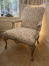 Andrew Martin Designer French Style Armchair Propeller Natural Woven Fabric