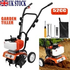 Garden Tiller 52CC Petrol Engine 1.65KW 2 Stroke Lawn Cultivator Rotovator Soil