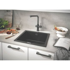Grohe Kitchen Sink Matt Black 1 Bowl Under Mount Granite Composite 533 x 457mm