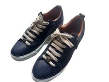 Hardly Used Moda In Pelle Blue Leather Trainers With Slab Sole  5 With Side Zip