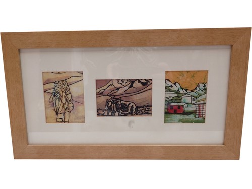 Framed triptych art print - art,