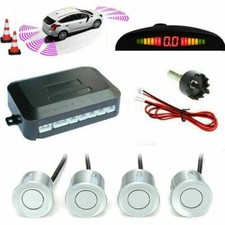 Wired Car Parking Rear Reverse 4 Sensors Kit Buzzer Radar Display Audio Alarm