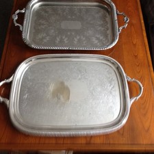 2x large silver plate trays,2