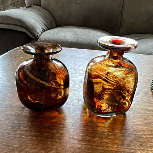 Mdina amber art glass - art,