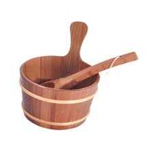 Sauna Bucket and Ladle 4L Sturdy with Handle Multifunctionlal Milk Pail Wooden
