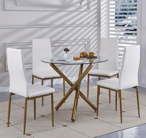 Glass topped 90cm round dining - 90cm,