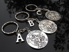 Saint Christopher Keyring Personalised With Silver Plated Initial Letter