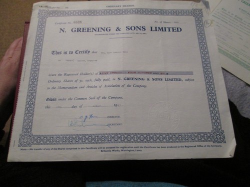 Greening sons ltd vintage - &,