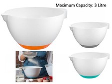 3L Mixing Bowl Non Slip Plastic  Rubber Base Baking Bowl with Spout and Handle