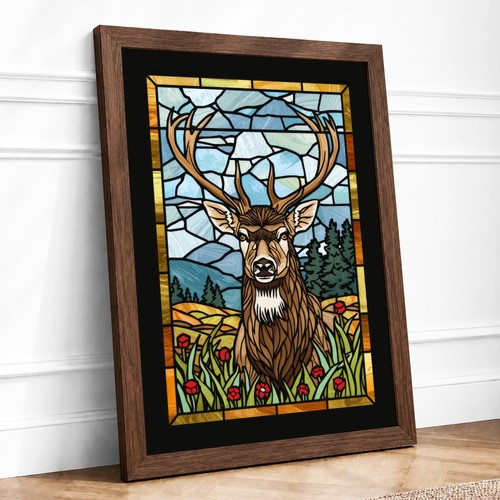 Deer stained glass boho - in,