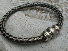 Men's Montblanc Hand Assembled 925 Silver-Tone Metal Woven Bracelet