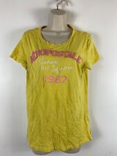 Aeropostale UK size XL yellow T-shirt with pink writing