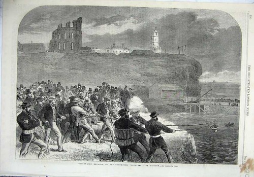 Old antique print - 1865, rocket