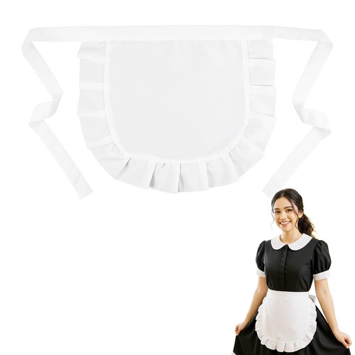 White maid apron short - apron, half