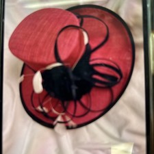 Ladies pink navy Jacques Vert HAT Wedding/Races vgc
