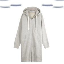 Ex Hush Women’s Sweat Dress Grey Zip Up Hoodie Long Sleeve Cotton (Defect)