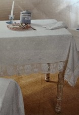 Simply Shabby Chic Oblong Embroidered Tablecloth White, French Country
