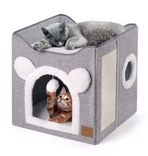 Catism Foldable Cat House, Cat Bed 2 Layer Large Cat Cave for Pet