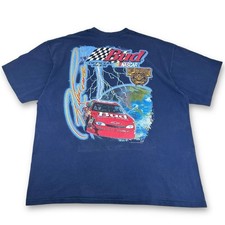 Vtg 1998 NASCAR Budweiser Double Graphic Single Stitch T-Shirt, Navy, XL (S1794)