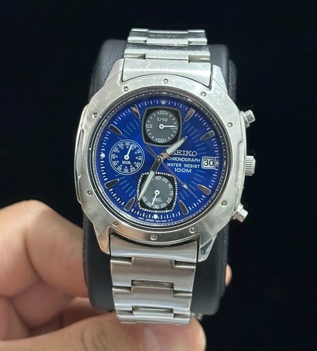 Seiko chronograph 100m blue - seiko,