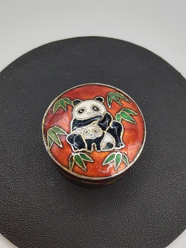 Vintage cloisonne enamel panda - enamel,