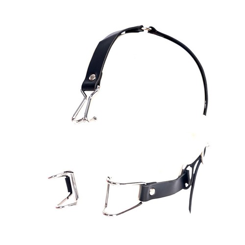 Leather belt open mouth gag - pu,