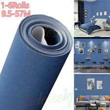 6X Navy Blue Texture Wallpaper 3D Silk Effect LivingRoom Bedroom Wall Paper Roll