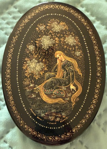 Vintage russian lacquer oval - vintage,