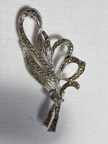 Vintage marcasite brooch - marcasite,