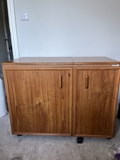 Horn Sewing Machine Cabinet, Wood Outer Cabinet With Melamine Lined Inside.