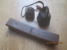 Vintage Cow Bells x2 small & Vintage Wood Rattle / Castanet -type instrument