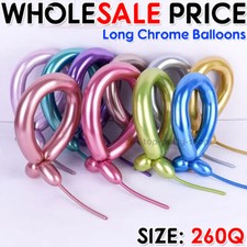 100 X Twisting Metallic Latex Balloon Chrome Long Magic Modelling Balloons 260Q