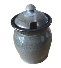 NEW HOUSE POTTERY Earthenware Grey Jam/Marmalade/Honey Pot Jar  Lid HANDMADE