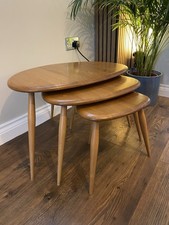 3 Vintage 1970’s Set Ercol Pebble Tables Gold Label