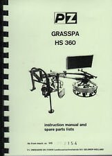 PZ "Grasspa HS 360" Hay Tedder Instruction Manual and Spare Parts Lists Book