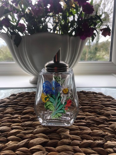 Vintage hand painted glass