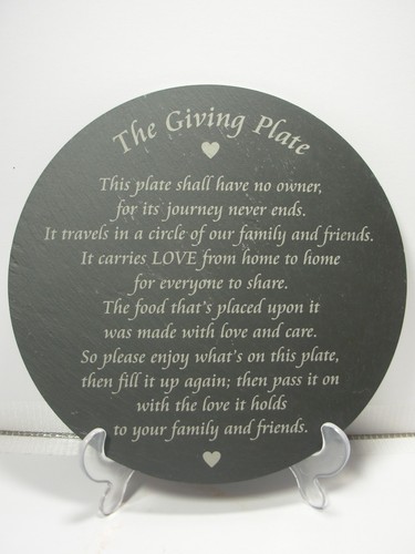 Round slate plate with - slate,