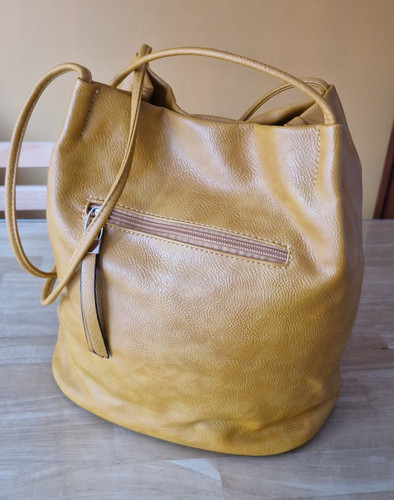Mustard bucket bag - mustard, leather