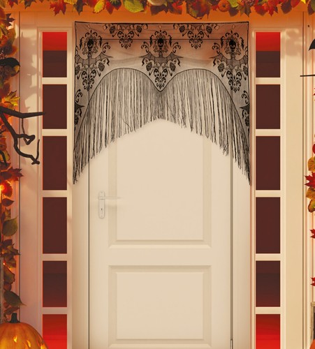 Halloween lace door window - halloween,