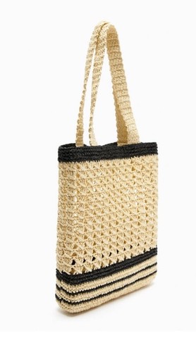 Zara black beige plaited woven - black,